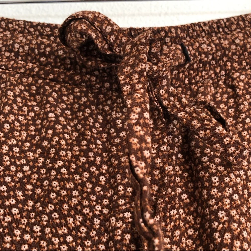 & Other Stories Brown Tan Ditsy Floral Wide Leg Trouser Pants Size 4